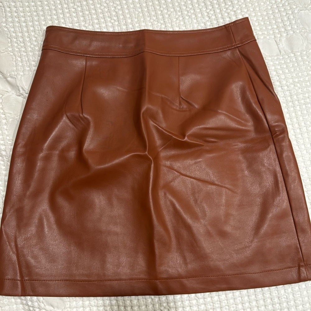 Brown leather skirt